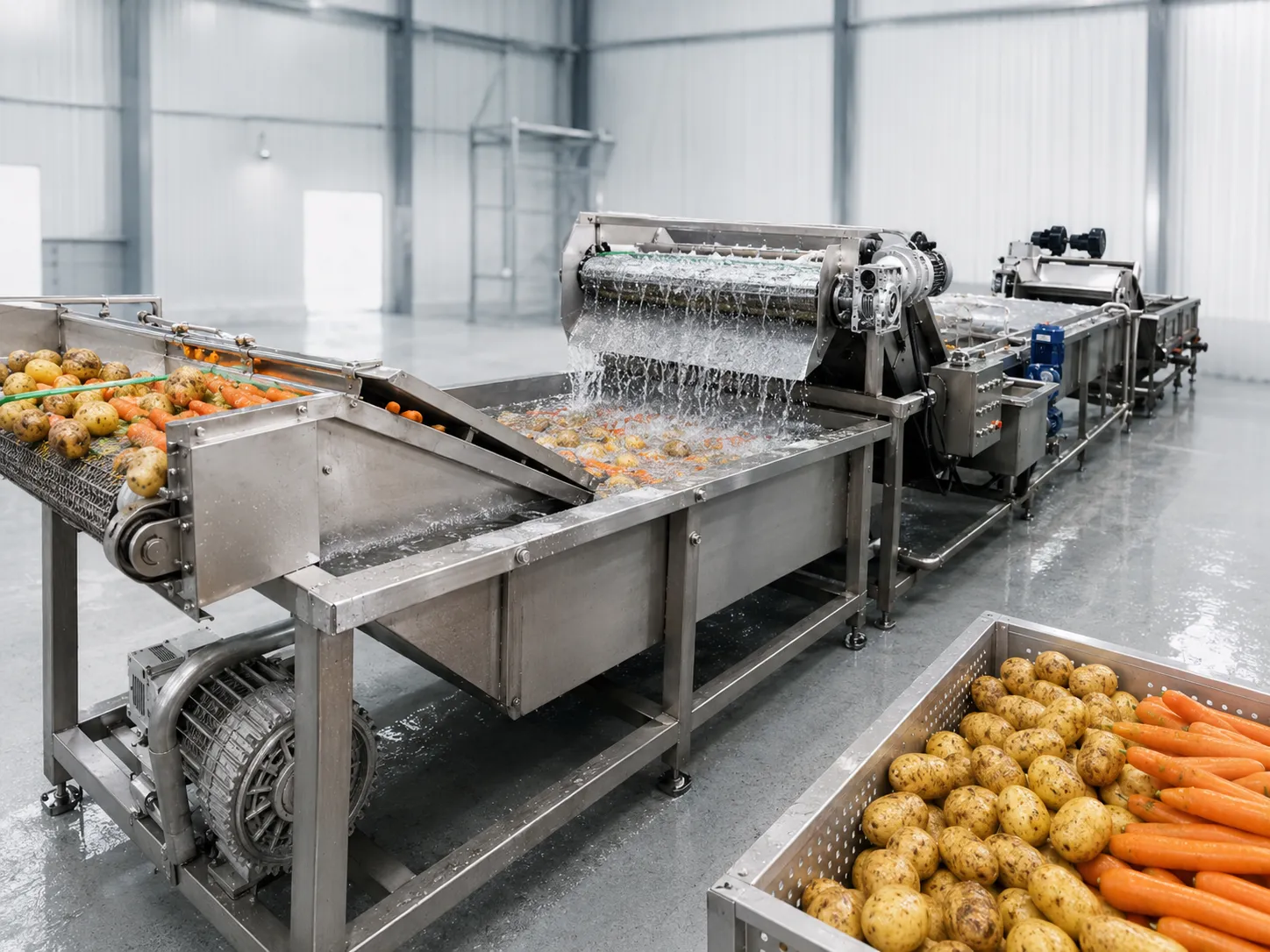 Potato and carrot washing line equipment in Joyshine factory