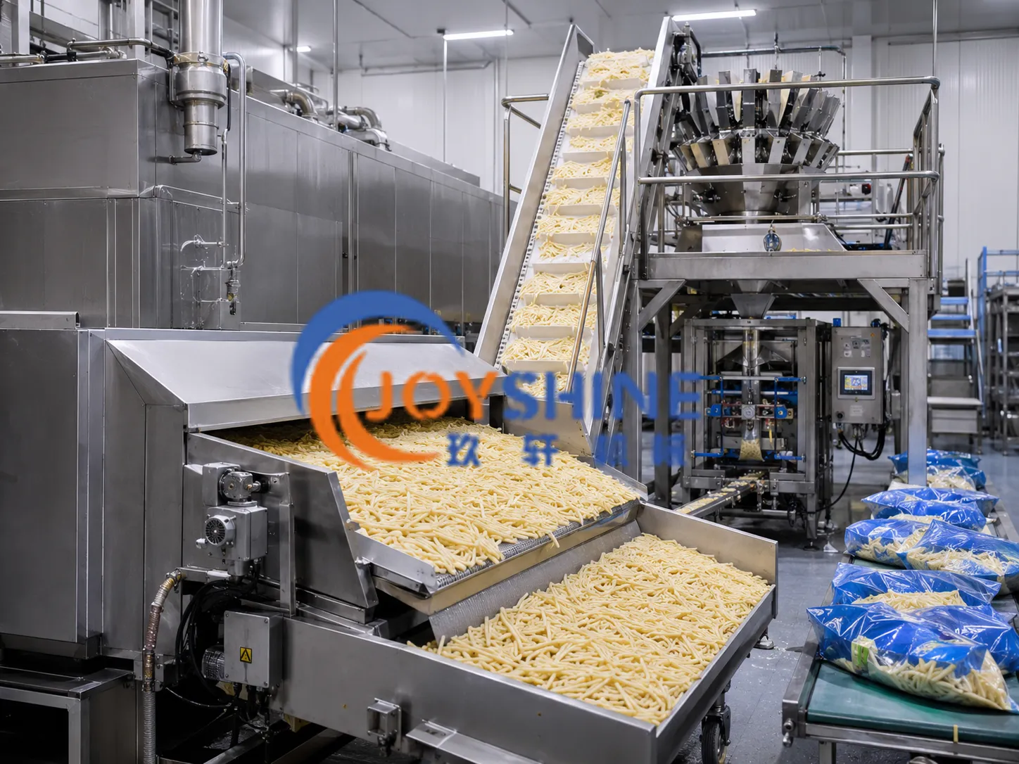 IQF tunnel freezer processing pre-fried French fries